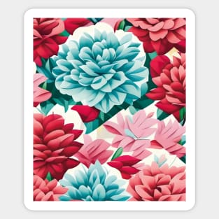 Red Pink Blue Carnation Abstract Artwork Sticker